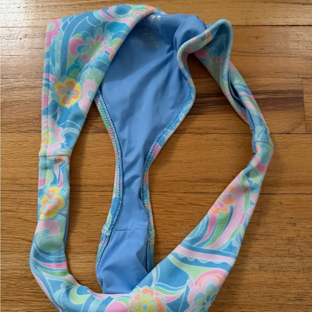 Frankie’s Bikini Swim Bottom Enzo Terry Cheeky Floral Pink Blue